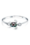 Bling Jewelry Sterling Silver Sea Turtle Tortoise Abalone Shell Bangle Bracelet In Silver