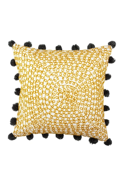 Divine Home Embroidered Infinity Loops Outdoor Pillow In Yellow Ocher / Gray