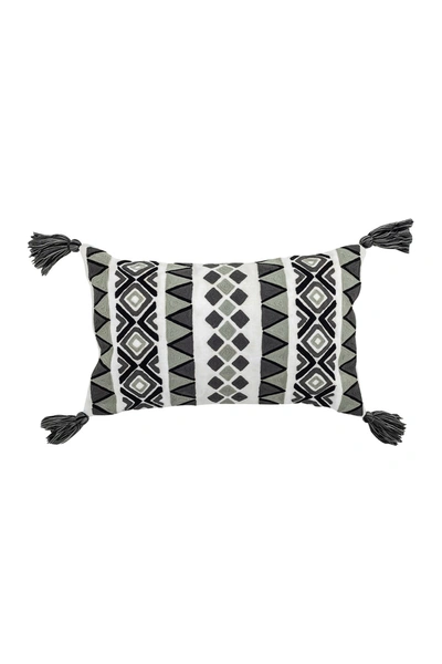 Divine Home Embroidered Louise Outdoor Pillow In Gray / Black