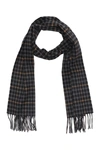 Hickey Freeman Cashmere Gingham Windowpane Scarf In Bkl/gry