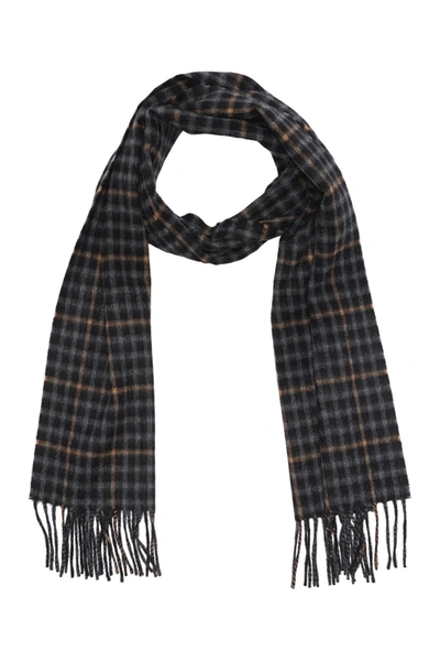 Hickey Freeman Cashmere Gingham Windowpane Scarf In Bkl/gry