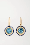 ALICE CICOLINI TILE MINI STERLING SILVER, 22-KARAT GOLD, ENAMEL AND TOPAZ EARRINGS