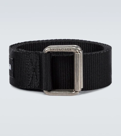 Balenciaga D-ring Logo-patch Grosgrain Belt In Black