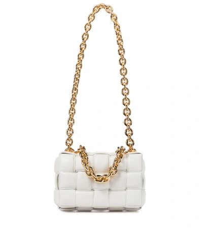 Bottega Veneta Cassette Chain-embellished Padded Intrecciato Leather Shoulder Bag In White