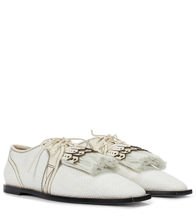 Zimmermann Raffia And Leather Derby Shoes In White