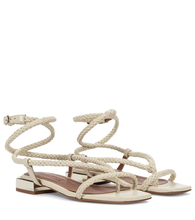 Souliers Martinez Amanecer 45 Braided Leather Sandals In Beige