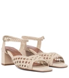SOULIERS MARTINEZ ISCHIA 50 WOVEN LEATHER SANDALS,P00527596