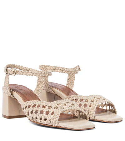 Souliers Martinez Ischia 50 Woven Leather Sandals In Beige