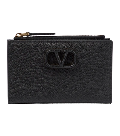 Valentino Garavani Vlogo Leather Wallet In Black