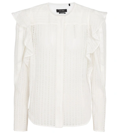 Isabel Marant Getlyia Ruffled Broderie-anglaise Cotton Blouse In White