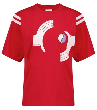Chloé Sports-print Organic-cotton T-shirt In Red