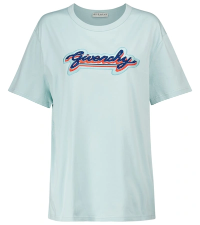 Givenchy Logo Cotton Jersey T-shirt In Light Blue