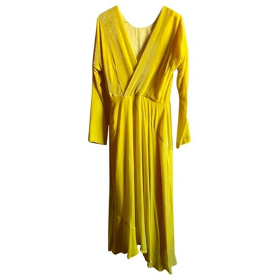 Pre-owned Cã©dric Charlier Velvet Maxi Dress In Yellow