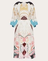 Valentino Printed Silk-crepe Midi Dress In Light Blue/multicolor