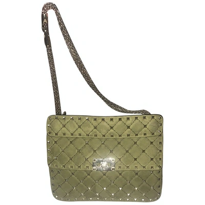Pre-owned Valentino Garavani Rockstud Spike Green Suede Handbag