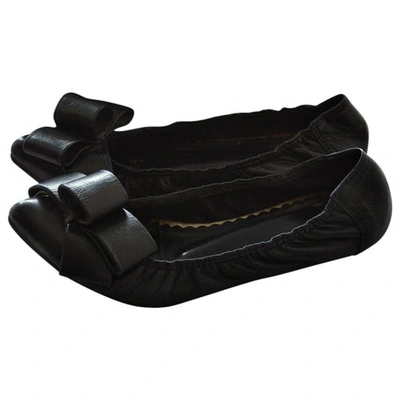 Pre-owned Ras Leather Ballet Flats In Black