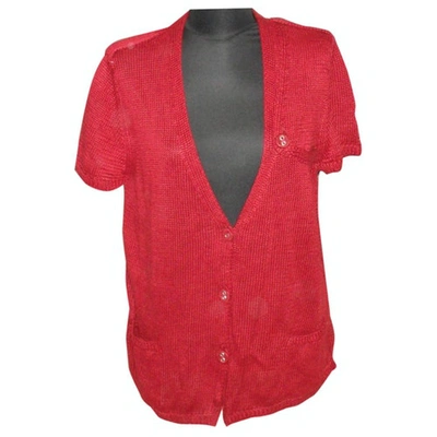Pre-owned Max Mara Linen Cardigan In Red