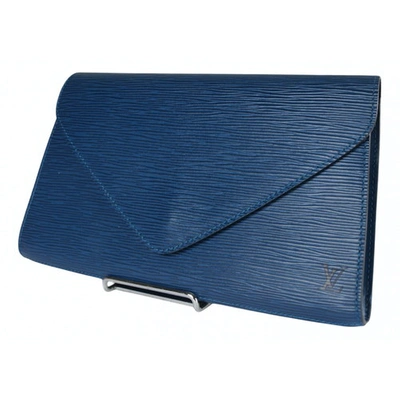 Pre-owned Louis Vuitton Leather Clutch Bag In Blue
