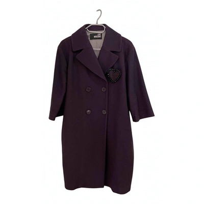Pre-owned Moschino Love Wool Coat In Purple