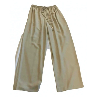 Pre-owned Valentino Silk Large Pants In Beige