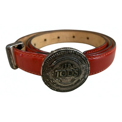 Pre-owned Tod's Patent Leather Belt In Red