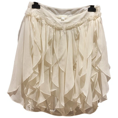 Pre-owned Nina Ricci Silk Mini Skirt In White