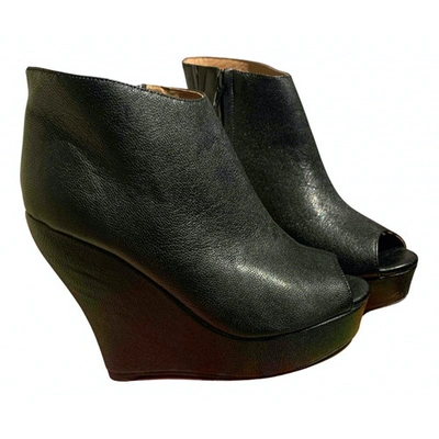 Pre-owned Jeffrey Campbell Leather Open Toe Boots In Black