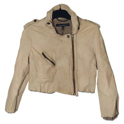 Pre-owned Muubaa Leather Jacket In Beige
