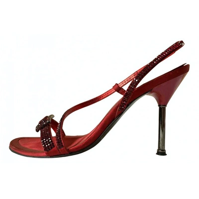 Pre-owned Lerre Glitter Sandal In Red