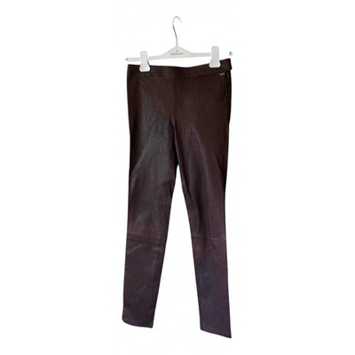 Pre-owned Scotch & Soda Leather Trousers In Brown