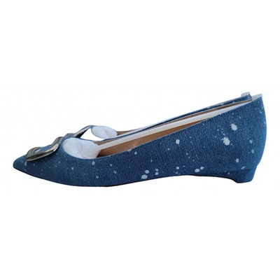 Pre-owned Rupert Sanderson Cloth Flats In Blue