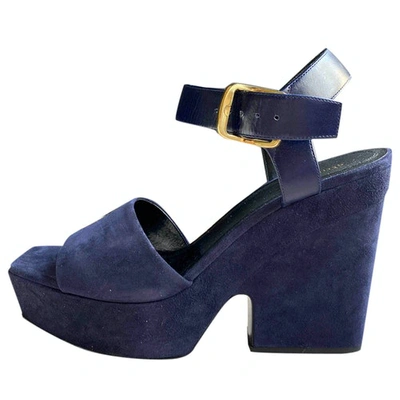 Pre-owned Celine Navy Suede Sandals