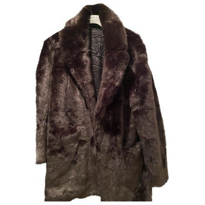 Pre-owned Reiss Faux Fur Coat In Purple