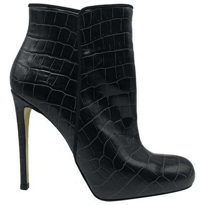 Pre-owned Stella Mccartney Leather Ankle Boots In Black