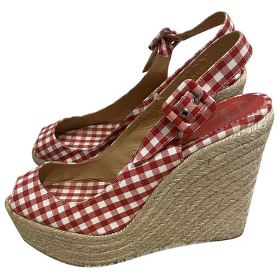 Pre-owned Christian Louboutin Red Cloth Espadrilles