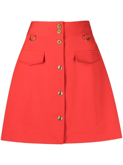 Givenchy Buttoned A-line Mini Skirt In Red