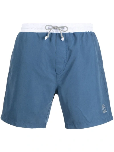 Brunello Cucinelli Logo Detail Swim Shorts In Blue