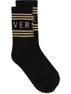 Versace Black & Gold Vintage Logo Socks In Schwarz