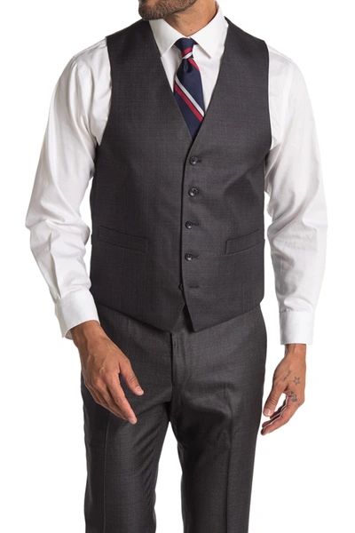 Kenneth Cole Reaction Flex Suit Vest In Gunmetal Plaid