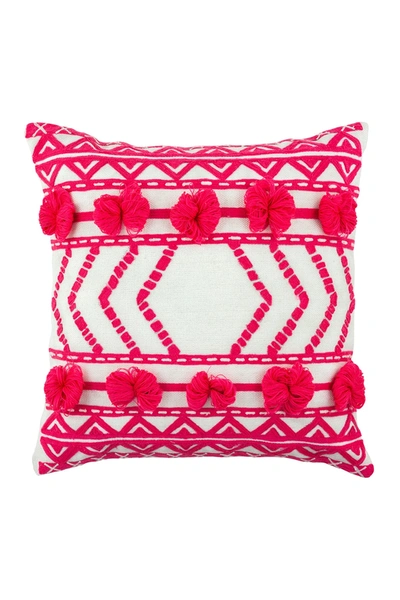 Divine Home Embroidered Thelma Outdoor Pillow In Pink