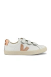 Veja Net Sustain 3-lock Logo Metallic-trimmed Leather Sneakers In Extra White