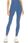 Beyond Yoga Out Of Pocket Space Dye High-waist Mid Leggings In Washed Denim