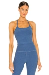 Beyond Yoga Spacedye Slim Racerback Cropped Tank In Washed Denim