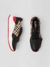 Burberry Ramsey Vintage Check Red Sole Low-top Sneakers In Black/archive Beige
