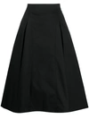 3.1 Phillip Lim Buckled Pleated Cotton-blend Midi Skirt In Black