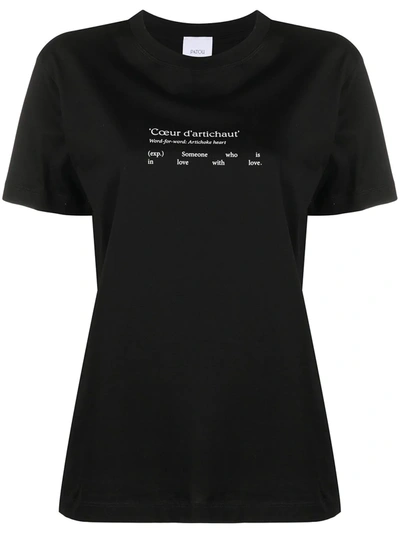 Patou Coeur D'artichaut Print T-shirt In Black