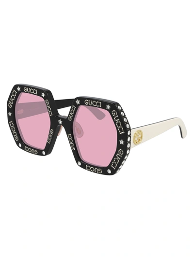 Gucci Gg0772s Sunglasses In Black Ivory Pink