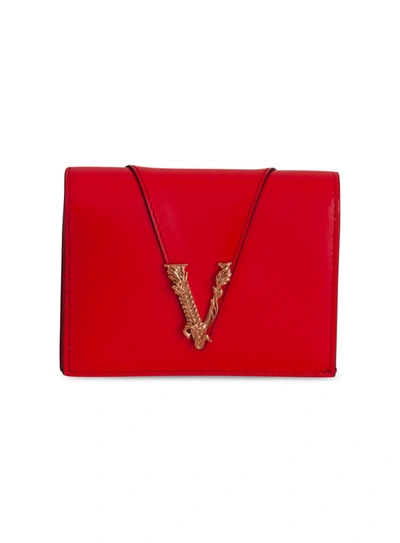 Versace Virtus Bi-fold Wallet In Rosso