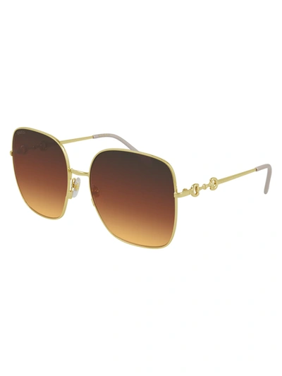 Gucci Gg0879s Sunglasses In Gold Gold Brown