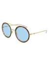 GUCCI GG0061S LEATHER SUNGLASSES,GG0061S LEATHER 002 RED GOLD LIGHT BLUE